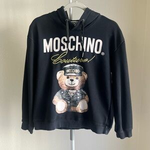 MOSCHINO Couture Teddy Bear Biker Hoodie in Black Size XS